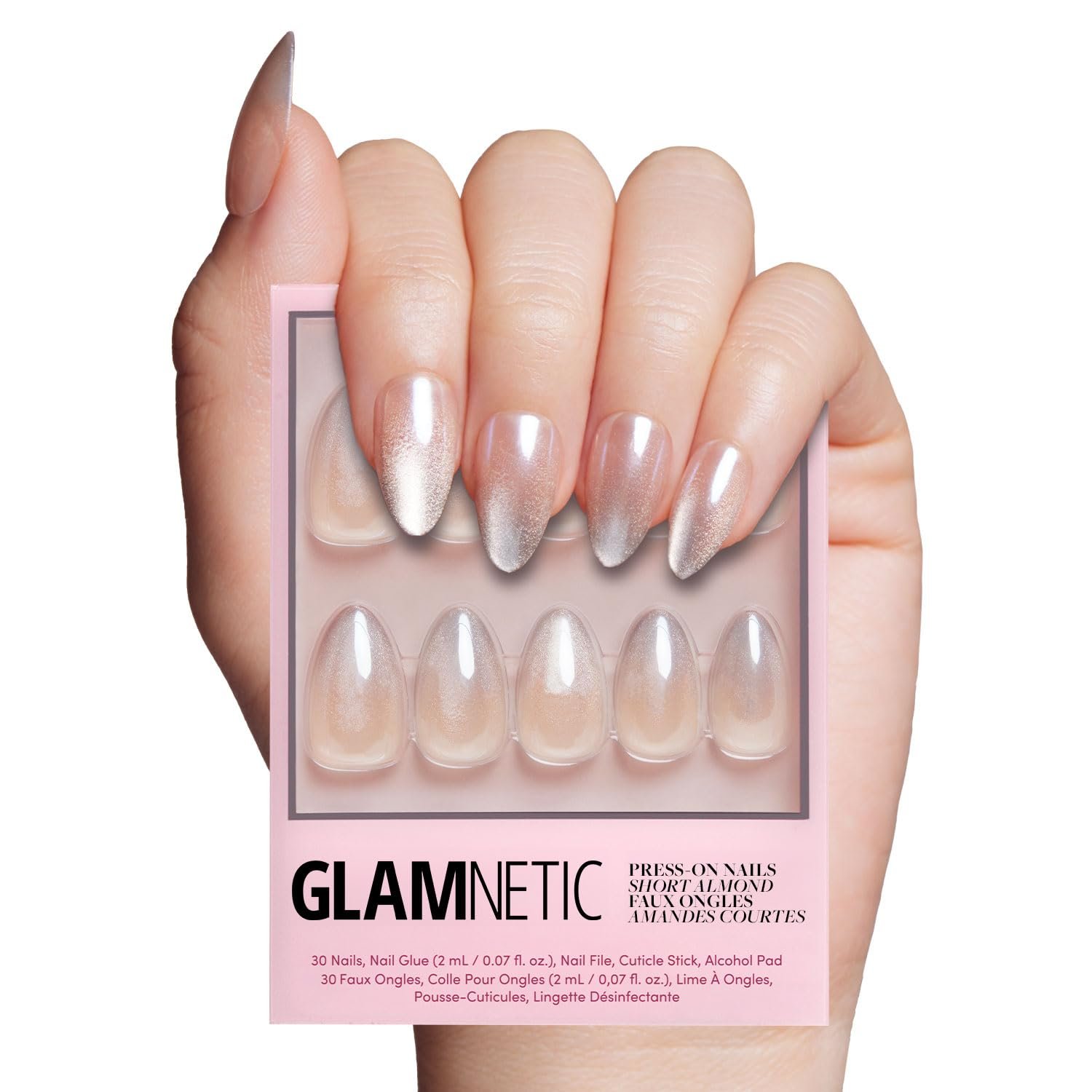 Glamnetic Press On Nails – Polar Night Review Salon Quality Ombré Silver Nails at Home